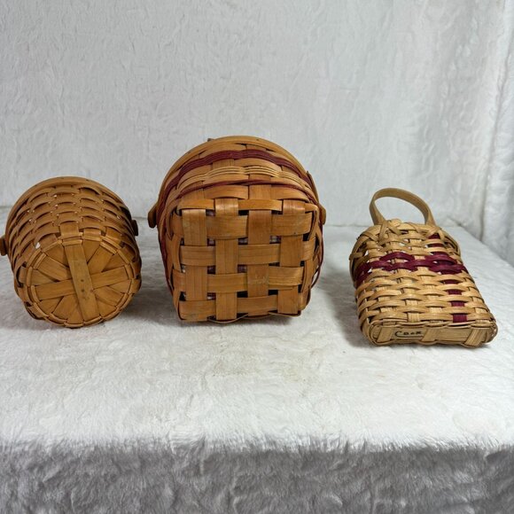 Handwoven Wicker Basket Trio With Handles - Rustic Decor & Storage Solutions - Picture 3 of 10
